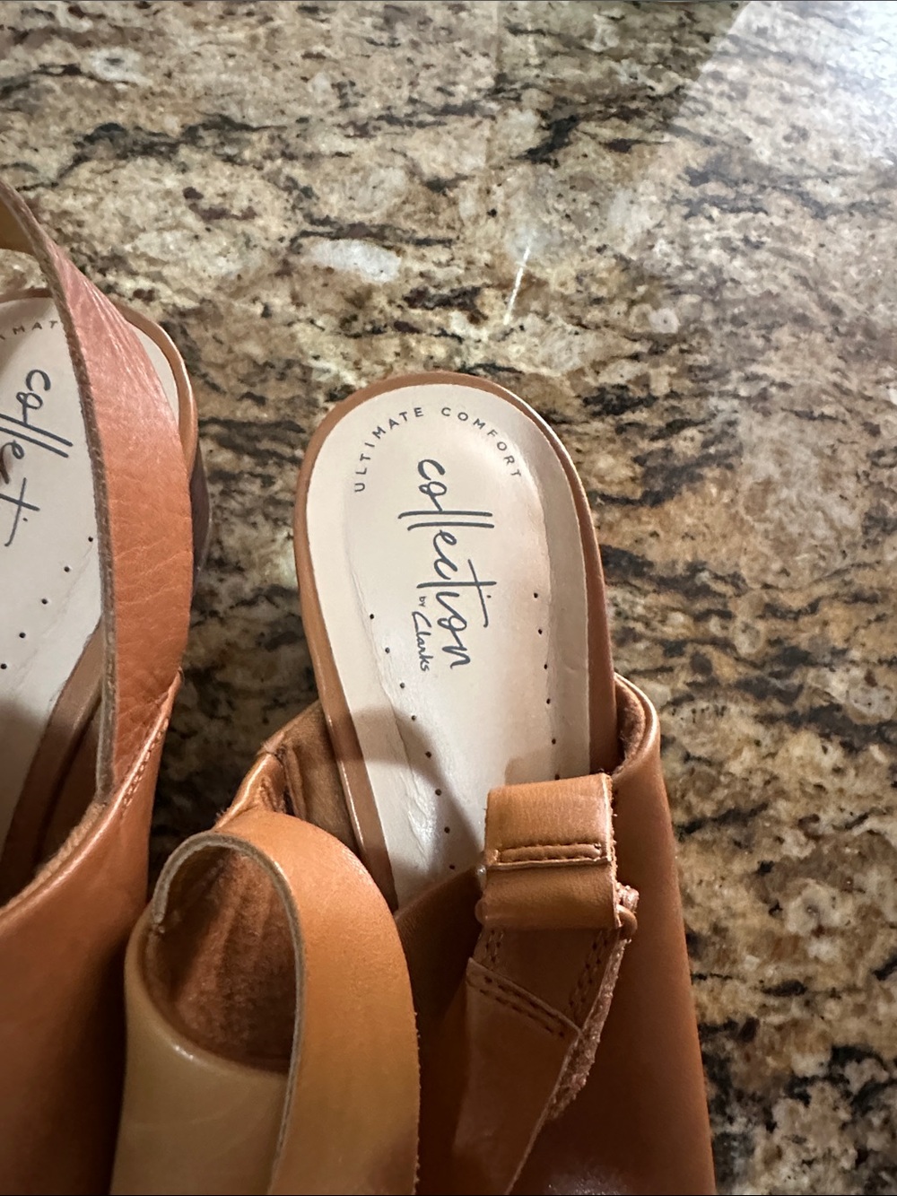 Collective Concepts Tan Leather Slingback Clog Mules